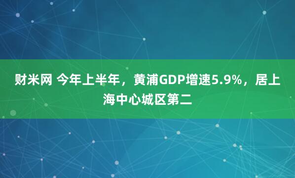 财米网 今年上半年，黄浦GDP增速5.9%，居上海中心城区第二